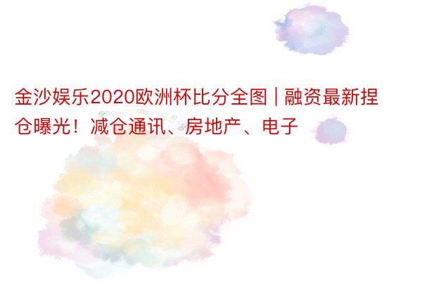 金沙娱乐2020欧洲杯比分全图 | 融资最新捏仓曝光！减仓通讯、房地产、电子