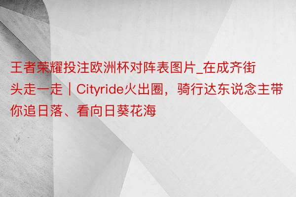 王者荣耀投注欧洲杯对阵表图片_在成齐街头走一走｜Cityride火出圈，骑行达东说念主带你追日落、看向日葵花海