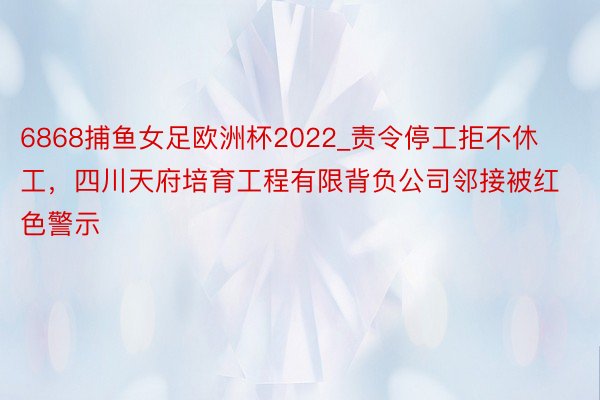 6868捕鱼女足欧洲杯2022_责令停工拒不休工，四川天府培育工程有限背负公司邻接被红色警示