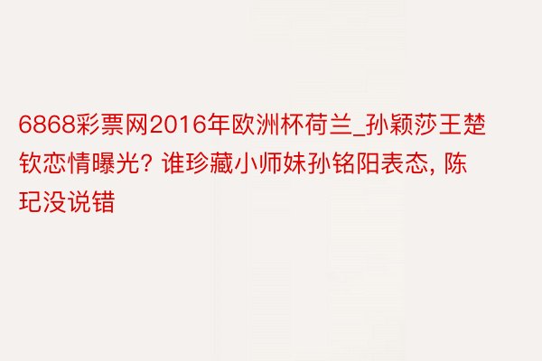 6868彩票网2016年欧洲杯荷兰_孙颖莎王楚钦恋情曝光? 谁珍藏小师妹孙铭阳表态, 陈玘没说错