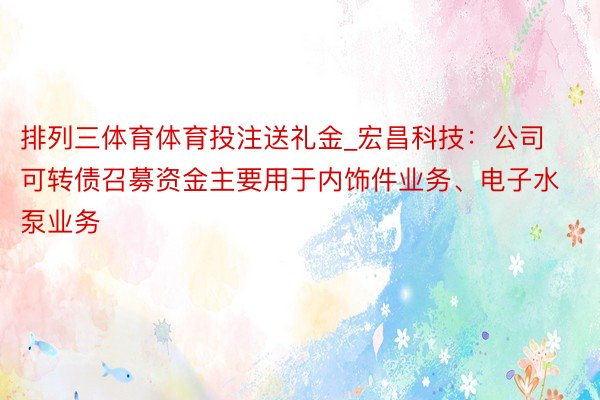 排列三体育体育投注送礼金_宏昌科技：公司可转债召募资金主要用于内饰件业务、电子水泵业务