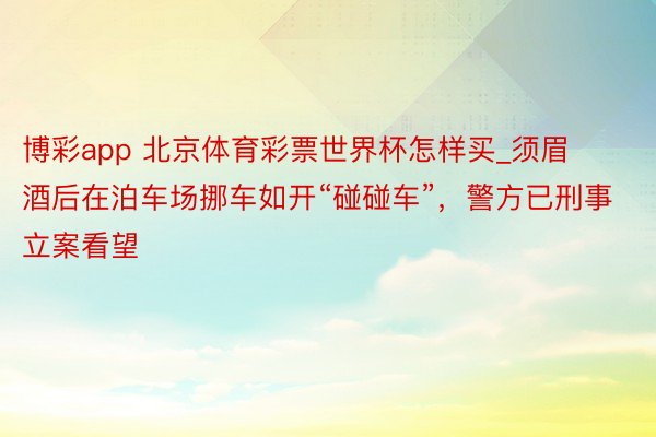 博彩app 北京体育彩票世界杯怎样买_须眉酒后在泊车场挪车如开“碰碰车”，警方已刑事立案看望